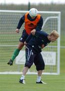 17 August 2004; Damien Duff, right, Republic of Ireland, in action against his team-mate Graham Barrett during squad training. Malahide FC, Malahide, Co. Dublin. Picture credit; David Maher / SPORTSFILE