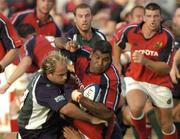 17 August 2004; Jim Williams, Munster, is tackled by Mark Mapletoft, London Irish. Munster Pre-Season Friendly 2004-2005, Munster v London Irish, Thomond Park, Limerick. Picture credit; Matt Browne / SPORTSFILE