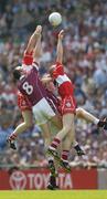 14 August 2004; Westmeath's Rory O'Connell (8) and team-mate David O'Shaughnessy in action against Derry's Fergal Doherty, left, and Patsy Bradley. Bank of Ireland Senior Football Championship Quarter-Final, Westmeath v Derry, Croke Park, Dublin. Picture credit; Ray McManus / SPORTSFILE