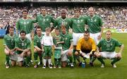 18 August 2004; The Republic of Ireland team, back row l to r, Roy Keane, John O'Shea, Clinton Morrison, Kevin Kilbane, and Gary Doherty. Front row, l to r, Liam Miller, Andy Reid, Steve Finnan, Kenny Cunningham, Shay Given and Damien Duff. International Friendly, Republic of Ireland v Bulgaria, Lansdowne Road, Dublin. Picture credit; David Maher / SPORTSFILE