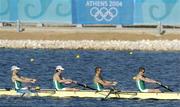 19 August 2004; Ireland's Lightweight Coxless Fours of, from left, Richard Archibald, Eugene Coakley, Niall O'Toole and Paul Griffin in action during their semi-final where they finished third and qualified for the final. Schinias Olympic Rowing Centre. Games of the XXVIII Olympiad, Athens Summer Olympics Games 2004, Athens, Greece. Picture credit; Brendan Moran / SPORTSFILE