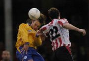 19 August 2004; Jamie Harris, Shelbourne, in action against Clive Delaney, Derry City. FAI Carlsberg Cup, Shelbourne v Derry City, Tolka Park, Dublin. Picture credit; Brian Lawless / SPORTSFILE