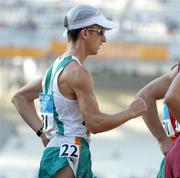 20 August 2004; Ireland's Robert Heffernan in action during the Men's 20k Walk Final. Olympic Stadium. Games of the XXVIII Olympiad, Athens Summer Olympics Games 2004, Athens, Greece. Picture credit; Brendan Moran / SPORTSFILE