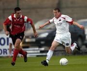 20 August 2004; James Keddy, Bohemians, in action against Barry O'Connor, Kildare County. FAI Carlsberg Cup, Bohemians v Kildare County, Dalymount Park, Dublin. Picture credit; Brian Lawless / SPORTSFILE