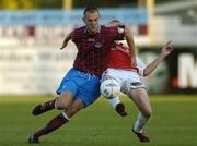 20 August 2004; Steven Grey, Drogheda United, in action against Robbie Smith, St. Patrick's Athletic. FAI Carlsberg Cup, Drogheda United v St. Patrick's Athletic, United Park, Drogheda, Co. Louth. Picture credit; David Maher / SPORTSFILE