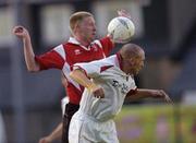 20 August 2004; Glen Crowe, Bohemians, in action against Philip Byrne, Kildare County. FAI Carlsberg Cup, Bohemians v Kildare County, Dalymount Park, Dublin. Picture credit; Brian Lawless / SPORTSFILE