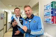 23 September 2013; Dublin's Jonny Cooper with team-mate Jack McCaffrey, left, on a visit by the All-Ireland Senior Football Champions to Our Lady's Hospital for Sick Children, Crumlin. Picture credit: Brian Lawless / SPORTSFILE