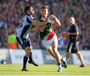 22 September 2013; Aidan O'Shea, Mayo, is tackled by Bernard Brogan, Dublin. GAA Football All-Ireland Senior Championship Final, Dublin v Mayo, Croke Park, Dublin. Picture credit: Stephen McCarthy / SPORTSFILE