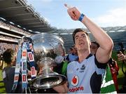 22 September 2013; Dublin's Michael Darragh MacAuley celebrates with the Sam Maguire cup following his side's victory. GAA Football All-Ireland Senior Championship Final, Dublin v Mayo, Croke Park, Dublin. Picture credit: Stephen McCarthy / SPORTSFILE