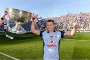 22 September 2013; Dublin's Jack McCaffrey celebrates with the Sam Maguire following his side's victory. GAA Football All-Ireland Senior Championship Final, Dublin v Mayo, Croke Park, Dublin. Picture credit: Stephen McCarthy / SPORTSFILE