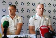 23 September 2013; Ireland's Paul O'Connell, right, and Jamie Heaslip during a press conference. Ireland Rugby Press Conference, Carton House, Maynooth, Co. Kildare. Picture credit: Stephen McCarthy / SPORTSFILE