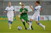 23 September 2013; Lauren Dwyer, Republic of Ireland, in action against Dimitra Riga, Greece. UEFA Women’s U19 First Qualifying Round, Group 2, Republic of Ireland v Greece, Tallaght Stadium, Tallaght, Dublin. Picture credit: Barry Cregg / SPORTSFILE