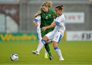 23 September 2013; Lauren Dwyer, Republic of Ireland, in action against Dimitra Riga, Greece. UEFA Women’s U19 First Qualifying Round, Group 2, Republic of Ireland v Greece, Tallaght Stadium, Tallaght, Dublin. Picture credit: Barry Cregg / SPORTSFILE