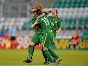 23 September 2013; Katie McCabe, 11, Republic of Ireland, celebrates with her team-mates after scoring the opening goal of the game. UEFA Women’s U19 First Qualifying Round, Group 2, Republic of Ireland v Greece, Tallaght Stadium, Tallaght, Dublin. Picture credit: Barry Cregg / SPORTSFILE