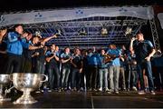 23 September 2013; Dublin's Dean Rock singing during the homecoming celebrations of the All-Ireland Senior Football Champions. Merrion Square, Dublin. Picture credit: David Maher / SPORTSFILE