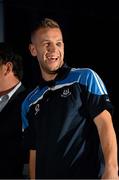 23 September 2013; Dublin's Jonny Cooper during the homecoming celebrations of the All-Ireland Senior Football Champions. Merrion Square, Dublin. Picture credit: David Maher / SPORTSFILE