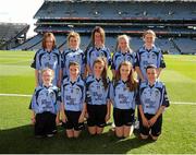 22 September 2013; The Dublin team, back row, left to right, Tilly Clarke, from St. Joseph's P.S. Lisburn, Antrim, Joyce Keegan-McNally, from St. Pius Girls N.S. Terenure, Dublin, Ciara O'Neill, from Scoil Ph—il Naofa, Ayrfield, Dublin, Ciara Murphy, from Athea N.S. Athea, Limerick, Jessie Lennon, from St. Colman's N.S. Clara, Kilkenny, front row, left to right, Helena McGee, from Scoil Naomh F’onnán, Falcarragh, Donegal, Niamh Beirne, from St. Manchan's N.S. Mohill, Leitrim, Ava Looney, from Knocknagree N.S. Mallow, Cork, Ciara Lane, from Kncokanean N.S. Ennis, Clare, SinŽad O'Neill, from St. Matthews N.S. Ballymahon, Longford. INTO/RESPECT Exhibition GoGames during the GAA Football All-Ireland Senior Championship Final between Dublin and Mayo, Croke Park, Dublin. Picture credit: Dáire Brennan / SPORTSFILE