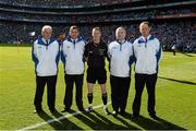 22 September 2013; Referee Joe McQuillan with his umpires before the game. GAA Football All-Ireland Senior Championship Final, Dublin v Mayo, Croke Park, Dublin. Picture credit: Ray McManus / SPORTSFILE