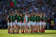 22 September 2013; The Mayo team during the National Anthem. GAA Football All-Ireland Senior Championship Final, Dublin v Mayo, Croke Park, Dublin. Picture credit: Ray McManus / SPORTSFILE