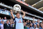 22 September 2013; Dublin's Jonny Cooper lifts the Sam Maguire Cup after the game. GAA Football All-Ireland Senior Championship Final, Dublin v Mayo, Croke Park, Dublin. Picture credit: Ray McManus / SPORTSFILE