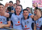 22 September 2013; Dublin's Dean Rock, left, and Bernard Brogan celebrate during the presentations. GAA Football All-Ireland Senior Championship Final, Dublin v Mayo, Croke Park, Dublin. Picture credit: Ray McManus / SPORTSFILE