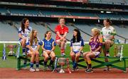 24 September 2013; The TG4 Ladies Football Finalist’s captains met ahead of the 40th Ladies Football Championship Finals. Pictured are, from left, Cavan's Roisin O'Keeffe, Cavan captain Donna English, Tipperary captain Ann O'Dwyer, Cork's Ciara O'Sullivan, Monaghan captain Therese McNally, Wexford captain Kellie Kearney and Offaly captain Siobhan Flannery. Offaly meet Wexford in the Junior Final, Cavan take on Tipperary in the Intermediate Final and Monaghan meet defending champions Cork in the Senior Final. The LGFA and the Irish Cancer Society will also combine to set the World Record for most people wearing Bandanas in One Place’ at half time in the senior match with all profits from the sale of bandanas going straight to the Irish Cancer Society. Croke Park, Dublin. Photo by Sportsfile