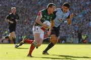 22 September 2013; Andy Moran, Mayo, in action against Cian O'Sullivan, Dublin. GAA Football All-Ireland Senior Championship Final, Dublin v Mayo, Croke Park, Dublin. Picture credit: Ray McManus / SPORTSFILE