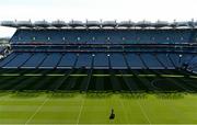22 September 2013; A groundsman puts the final preparations to the pitch ahead of the day's matches. GAA Football All-Ireland Senior Championship Final, Dublin v Mayo, Croke Park, Dublin. Picture credit: Brendan Moran / SPORTSFILE