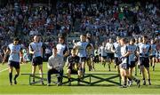 22 September 2013; The Dublin team make their way to the bench for the traditional team photograph. GAA Football All-Ireland Senior Championship Final, Dublin v Mayo, Croke Park, Dublin. Picture credit: Ray McManus / SPORTSFILE