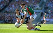 22 September 2013; Diarmuid Connolly, Dublin, in action against Lee Keegan, Mayo. GAA Football All-Ireland Senior Championship Final, Dublin v Mayo, Croke Park, Dublin. Picture credit: Brendan Moran / SPORTSFILE