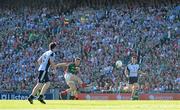 22 September 2013; Seamus O'Shea, Mayo, in action against Michael Darragh MacAuley, left, and Diarmuid Connolly, Dublin. GAA Football All-Ireland Senior Championship Final, Dublin v Mayo, Croke Park, Dublin. Picture credit: Brendan Moran / SPORTSFILE