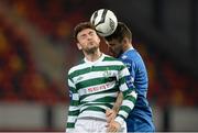 24 September 2013; Mark Quigley, Shamrock Rovers, in action against Stephen Folan, Limerick FC. Airtricity League Premier Division, Limerick FC v Shamrock Rovers, Thomond Park, Limerick. Picture credit: Diarmuid Greene / SPORTSFILE