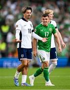 7 September 2024; Jack Grealish of England and Jason Knight of Republic of Ireland during the UEFA Nations League B Group 2 match between Republic of Ireland and England at the Aviva Stadium in Dublin. Photo by Seb Daly/Sportsfile