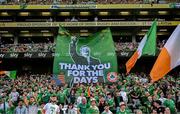 7 September 2024; Republic of Ireland supporters before the UEFA Nations League B Group 2 match between Republic of Ireland and England at Aviva Stadium in Dublin. Photo by Stephen McCarthy/Sportsfile