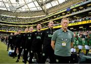 7 September 2024; Republic of Ireland head coach Heimir Hallgrimsson stands for the playing of the National Anthem  before the UEFA Nations League B Group 2 match between Republic of Ireland and England at Aviva Stadium in Dublin. Photo by Stephen McCarthy/Sportsfile