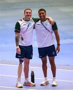8 September 2024; Barry McClements, left, and Deaten Registe of Ireland during the closing ceremony of the Paris 2024 Paralympic Games in Paris, France. Photo by Ramsey Cardy/Sportsfile