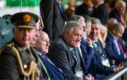 7 September 2024; FAI President Paul Cooke and President of Ireland Michael D Higgins during the UEFA Nations League B Group 2 match between Republic of Ireland and England at Aviva Stadium in Dublin. Photo by Stephen McCarthy/Sportsfile