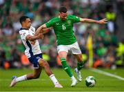7 September 2024; Alan Browne of Republic of Ireland in action against Trent Alexander-Arnold of England during the UEFA Nations League B Group 2 match between Republic of Ireland and England at Aviva Stadium in Dublin. Photo by Stephen McCarthy/Sportsfile