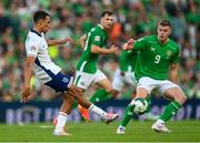 7 September 2024; Trent Alexander-Arnold of England in action against Evan Ferguson of Republic of Ireland during the UEFA Nations League B Group 2 match between Republic of Ireland and England at Aviva Stadium in Dublin. Photo by Stephen McCarthy/Sportsfile
