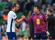 7 September 2024; Harry Kane of England with coach Chris Jones during the UEFA Nations League B Group 2 match between Republic of Ireland and England at Aviva Stadium in Dublin. Photo by Stephen McCarthy/Sportsfile