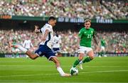 7 September 2024; Trent Alexander-Arnold of England in action against Sammie Szmodics of Republic of Ireland during the UEFA Nations League B Group 2 match between Republic of Ireland and England at Aviva Stadium in Dublin. Photo by Stephen McCarthy/Sportsfile