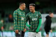 10 September 2024; Adam Idah, left, and Callum Robinson of Republic of Ireland before the UEFA Nations League B Group 2 match between Republic of Ireland and Greece at Aviva Stadium in Dublin. Photo by Thomas Flinkow/Sportsfile