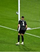 10 September 2024; Greece goalkeeper Odysseas Vlachodimos watches as a shot from Callum Robinson of Republic of Ireland goes wide during the UEFA Nations League B Group 2 match between Republic of Ireland and Greece at Aviva Stadium in Dublin. Photo by Piaras Ó Midheach/Sportsfile