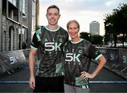 10 September 2024; Ambassador Dean Rock and Catherina McKiernan at the sold-out A&L Goodbody ALG5K Corporate Team Challenge, held along the vibrant streets of Dublin’s Docklands at City Quay. Photo by Shauna Clinton/Sportsfile
