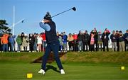 11 September 2024; AP McCoy drives from the first tee box during the Pro Am before the Amgen Irish Open Golf Championship 2024 at the Royal County Down Golf Club in Newcastle, Down. Photo by Sam Barnes/Sportsfile