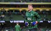 10 September 2024; Republic of Ireland goalkeeper Mark Travers before the UEFA Nations League B Group 2 match between Republic of Ireland and Greece at Aviva Stadium in Dublin. Photo by Stephen McCarthy/Sportsfile
