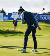 11 September 2024; Former Leinster and Ireland international rugby player Rob Kearney reacts to a missed putt during the Pro Am before the Amgen Irish Open Golf Championship 2024 at the Royal County Down Golf Club in Newcastle, Down. Photo by Brendan Moran/Sportsfile