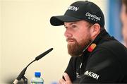 11 September 2024; Shane Lowry of Ireland during a media conference after his round in the Pro Am before the Amgen Irish Open Golf Championship 2024 at the Royal County Down Golf Club in Newcastle, Down. Photo by Brendan Moran/Sportsfile