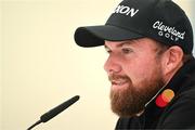 11 September 2024; Shane Lowry of Ireland during a media conference after his round in the Pro Am before the Amgen Irish Open Golf Championship 2024 at the Royal County Down Golf Club in Newcastle, Down. Photo by Brendan Moran/Sportsfile