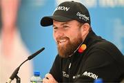 11 September 2024; Shane Lowry of Ireland during a media conference after his round in the Pro Am before the Amgen Irish Open Golf Championship 2024 at the Royal County Down Golf Club in Newcastle, Down. Photo by Brendan Moran/Sportsfile